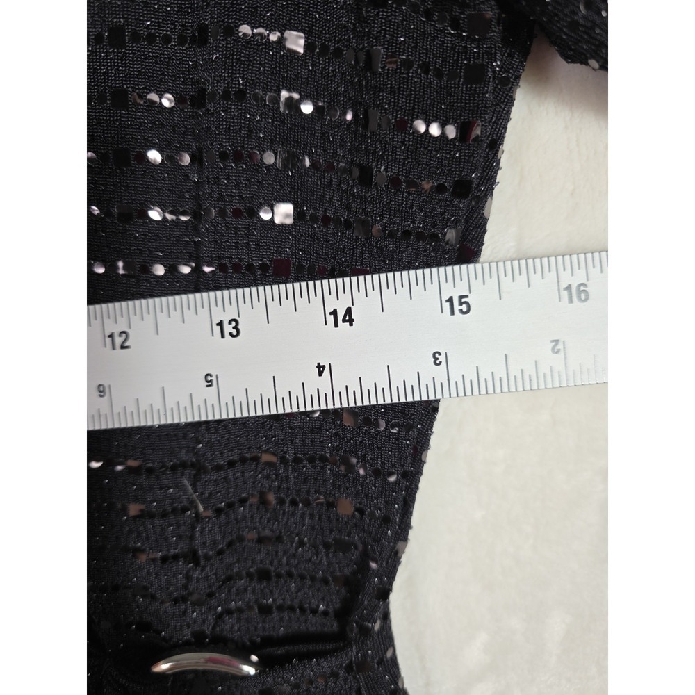 Anne Klein Black Sequin Wrap Cocktail Dress 3/4 Sleeve Size 4 NWT Party - Picture 9 of 11